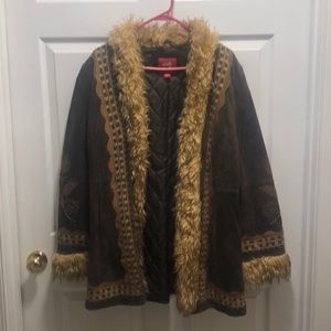 Suede fur lined jacket